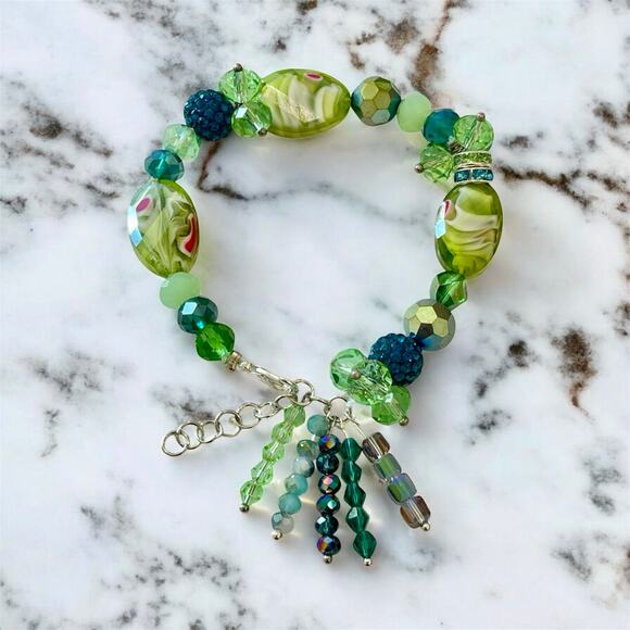 Swarovski Beaded Bracelet- Green - Picture 2 of 9